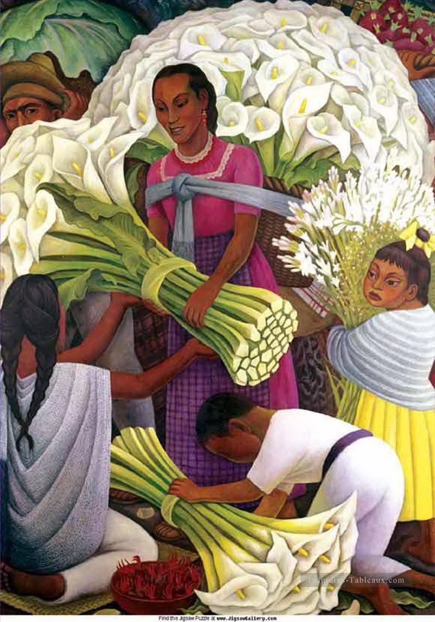 le vendeur de fleurs Diego Rivera Peintures à l'huile